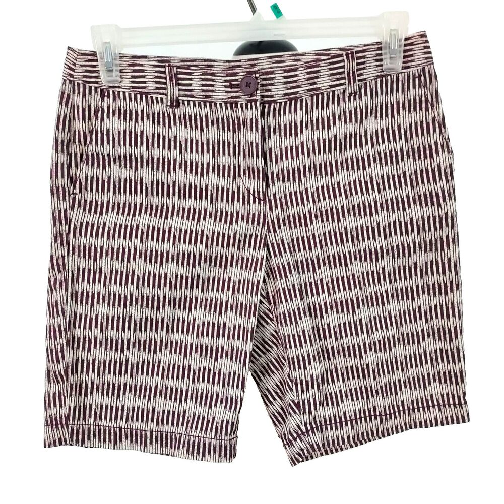 Ann Taylor LOFT Chino Original Shorts Womens Size 6P Cotton Pockets Purple White